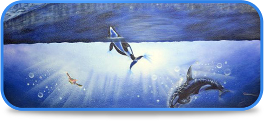 Wale gemalt mit Airbrush.